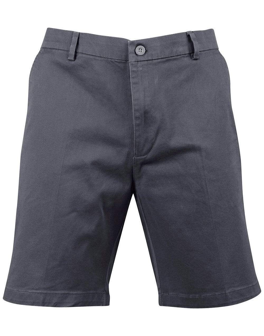 Winning Spirit Mens Slimfit Boston Chino Shorts M9381 Active Wear Winning Spirit Dark Grey 72